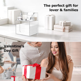 TAINESS lifestyle image on vanity demonstrating neat, space-saving benefit