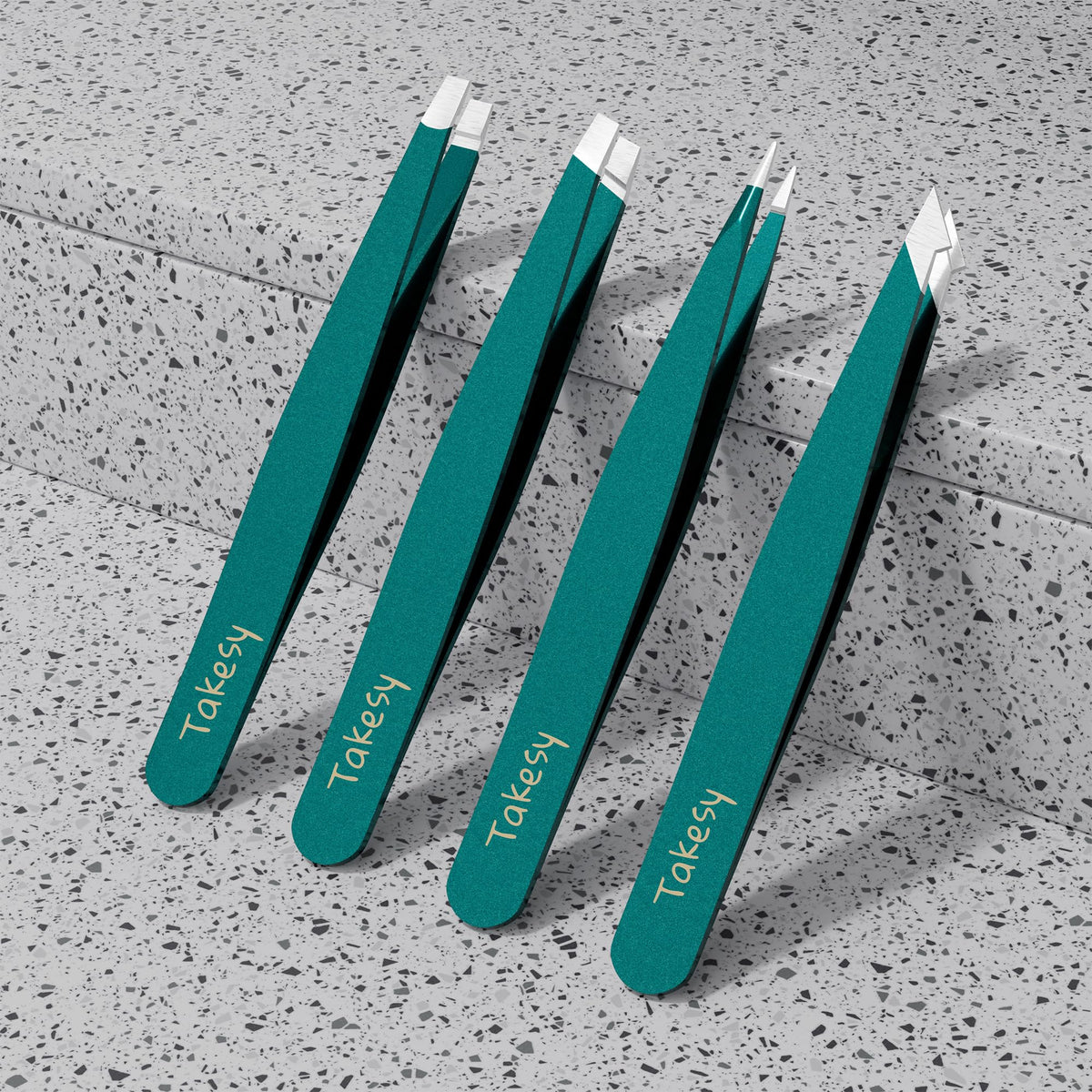 Takesy close-up of slanted tip demonstrating precise grip for accurate hair removal