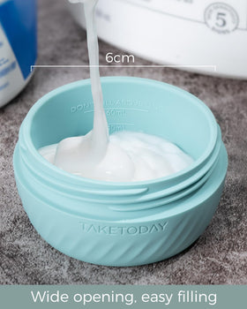 TakeToday jar on top-rack dishwasher showing easy cleaning advantage