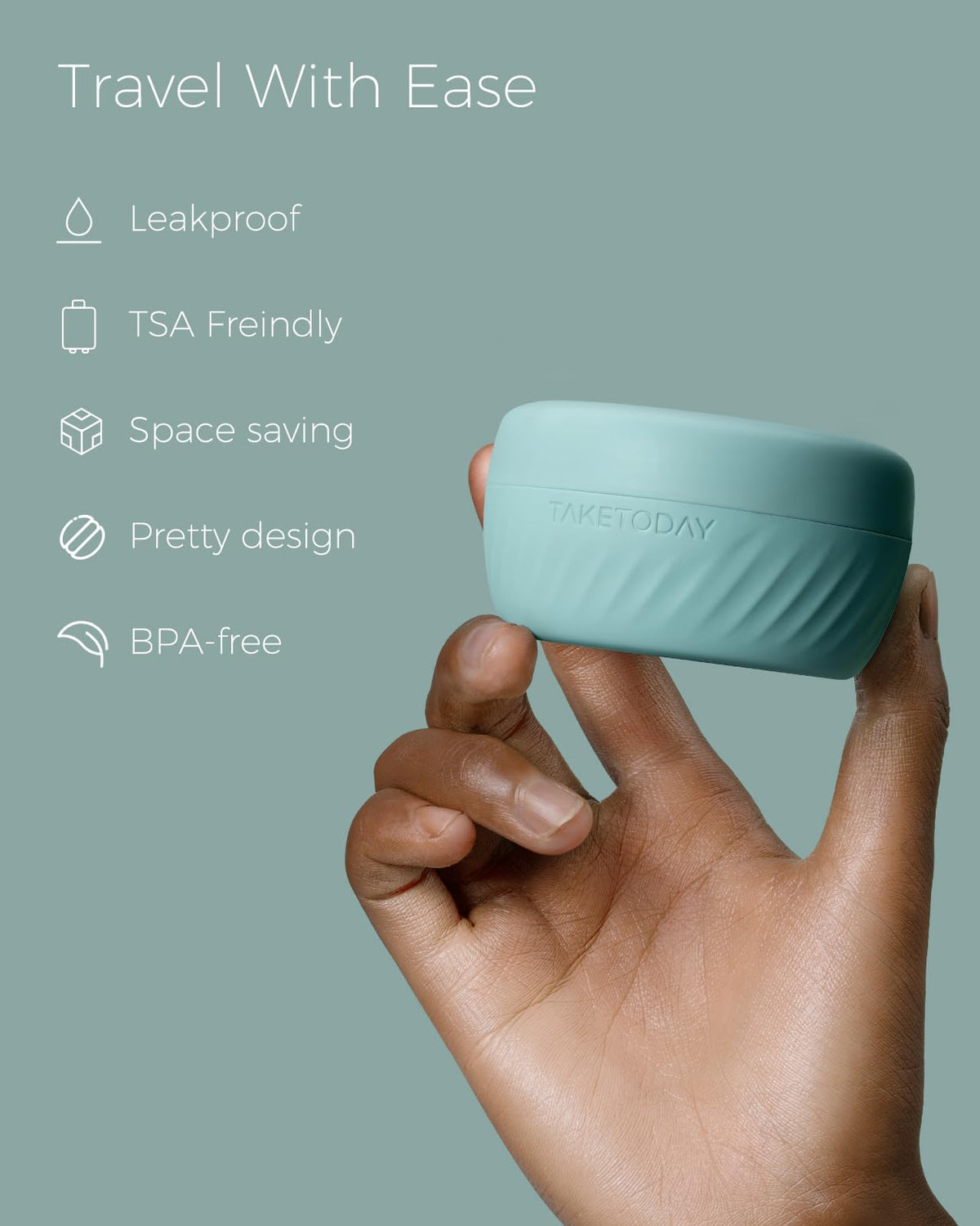 TakeToday lid close-up showing secure seal to prevent leaks