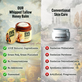 TALLOW BODY BALM being applied to hand showing quick absorption benefit