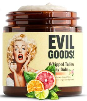 TALLOW BODY BALM front glass jar showing clean packaging and label