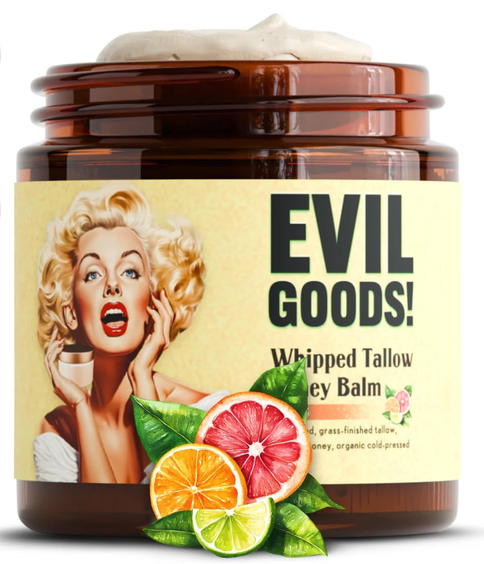 TALLOW BODY BALM front glass jar showing clean packaging and label
