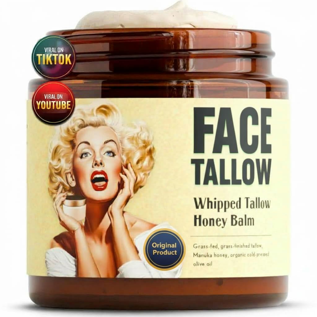 TALLOW BODY BALM front jar showing label and glass packaging benefit easy identification