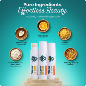 Tallowbourn applied to lips from tube demonstrating quick hydration benefit