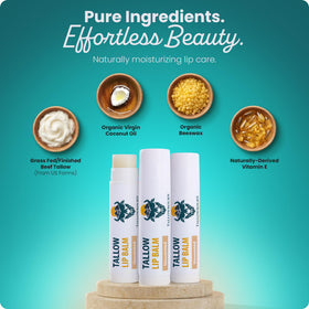 Tallowbourn lip balm held in hand to show compact travel-friendly size and portability
