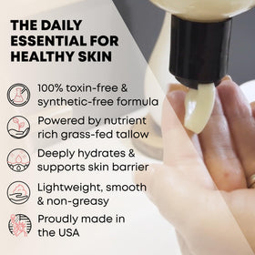 TALLOWRX application on hand demonstrating quick absorption and hydration