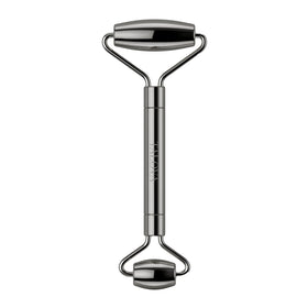 TALOVA front view of facial roller showing ergonomic shape and cool metal finish to soothe skin