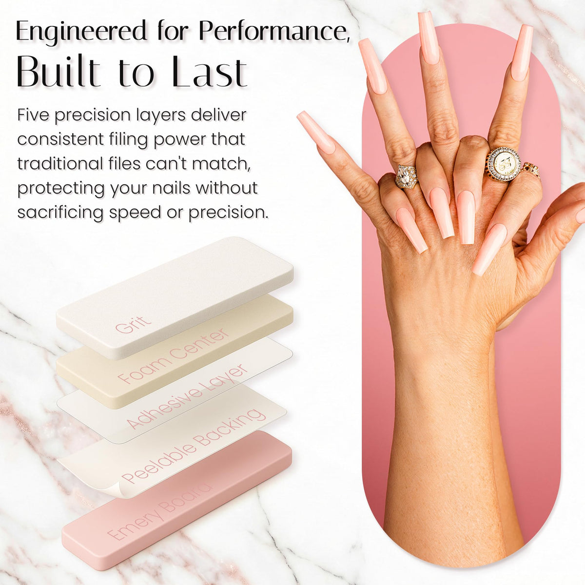 Tammy Taylor refining a natural nail edge for smooth finish
