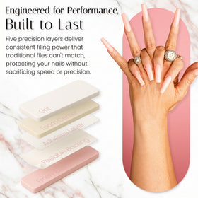 Tammy Taylor refining a natural nail edge for smooth finish