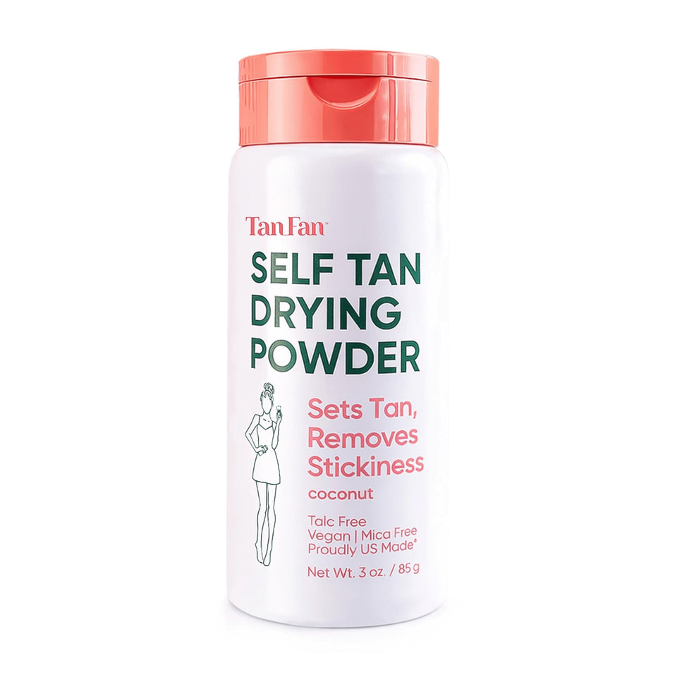 Tan Fan front packaging showing the shaker bottle and label, presents neat finishing solution