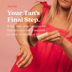 Tan Fan shaker top close-up with dispensing holes, provides controlled powder release