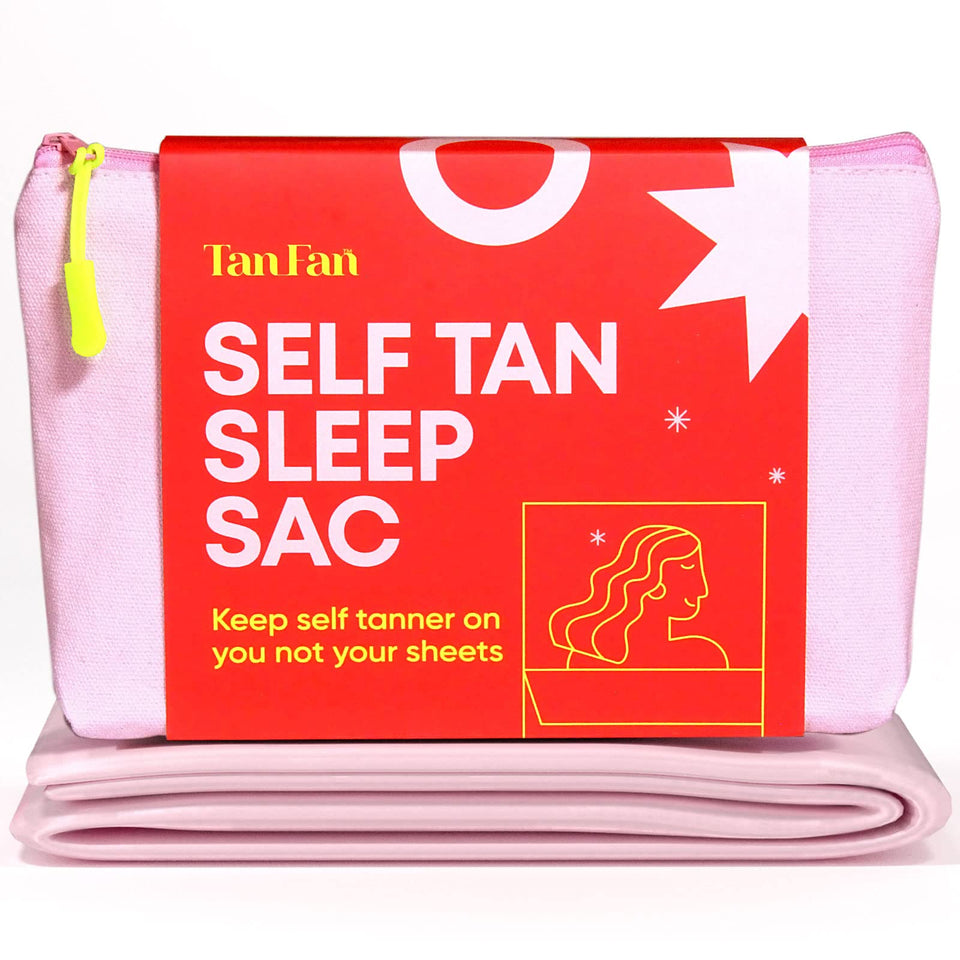 Tan Fan Sleep Sac front view showing full coverage and silky finish for clean sheets