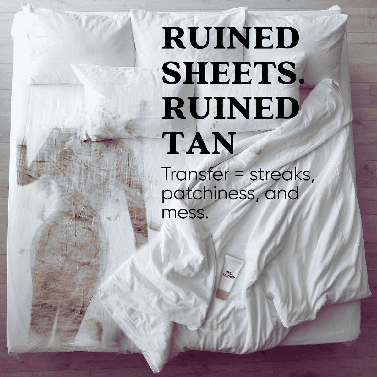 Tan Fan in use with side sleeper illustrating comfortable, nonsticky overnight wear