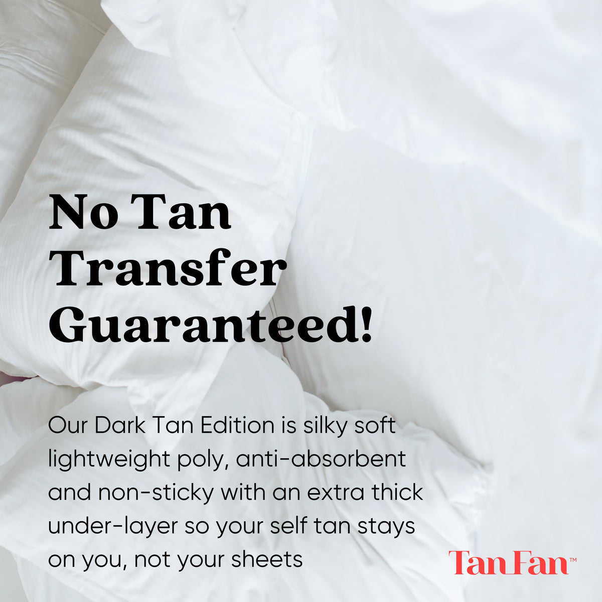 Tan Fan lifestyle photo of Sleep Sack on bed showing cool comfortable overnight benefit