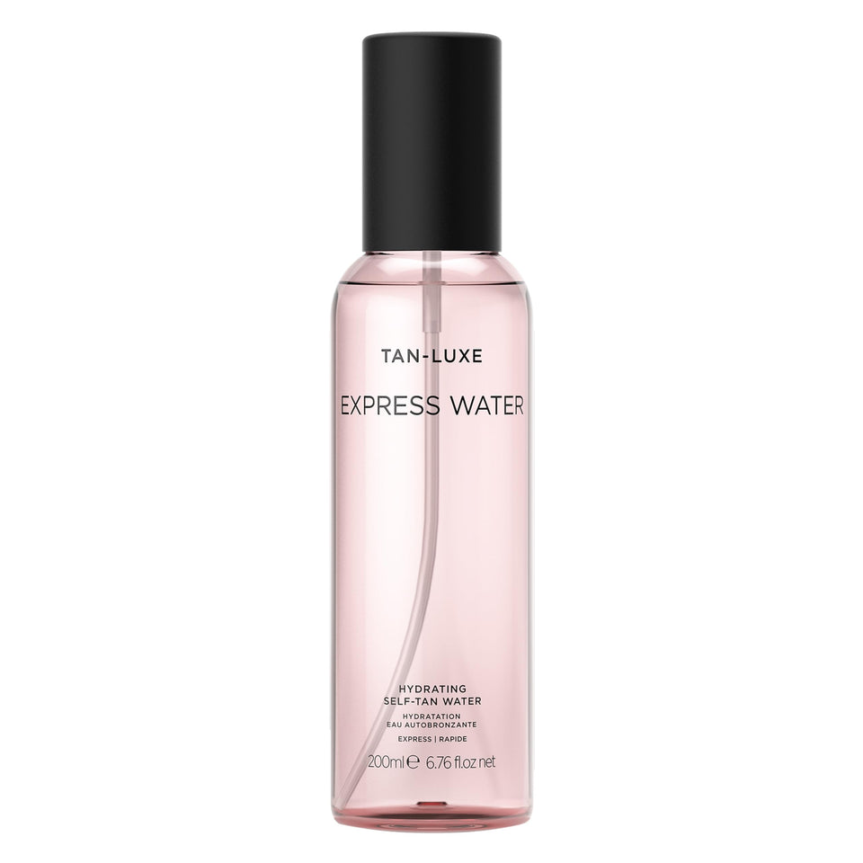 TAN-LUXE front bottle image showing packaging and clear spray benefits