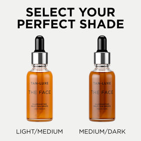 TAN-LUXE label and ingredients close-up highlighting skincare-infused formula