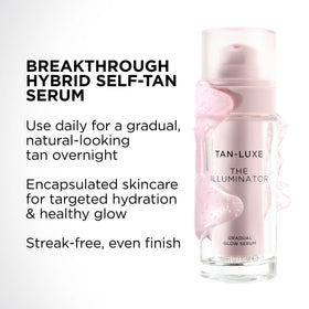 TAN-LUXE before and after face, shows natural gradual glow benefit