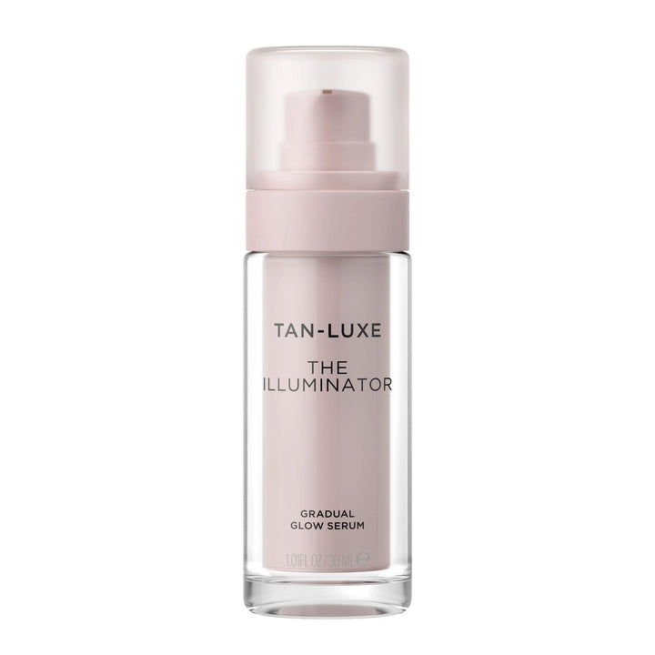 TAN-LUXE front bottle on white, shows compact travel-friendly design
