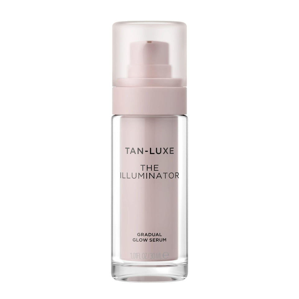 TAN-LUXE front bottle on white, shows compact travel-friendly design