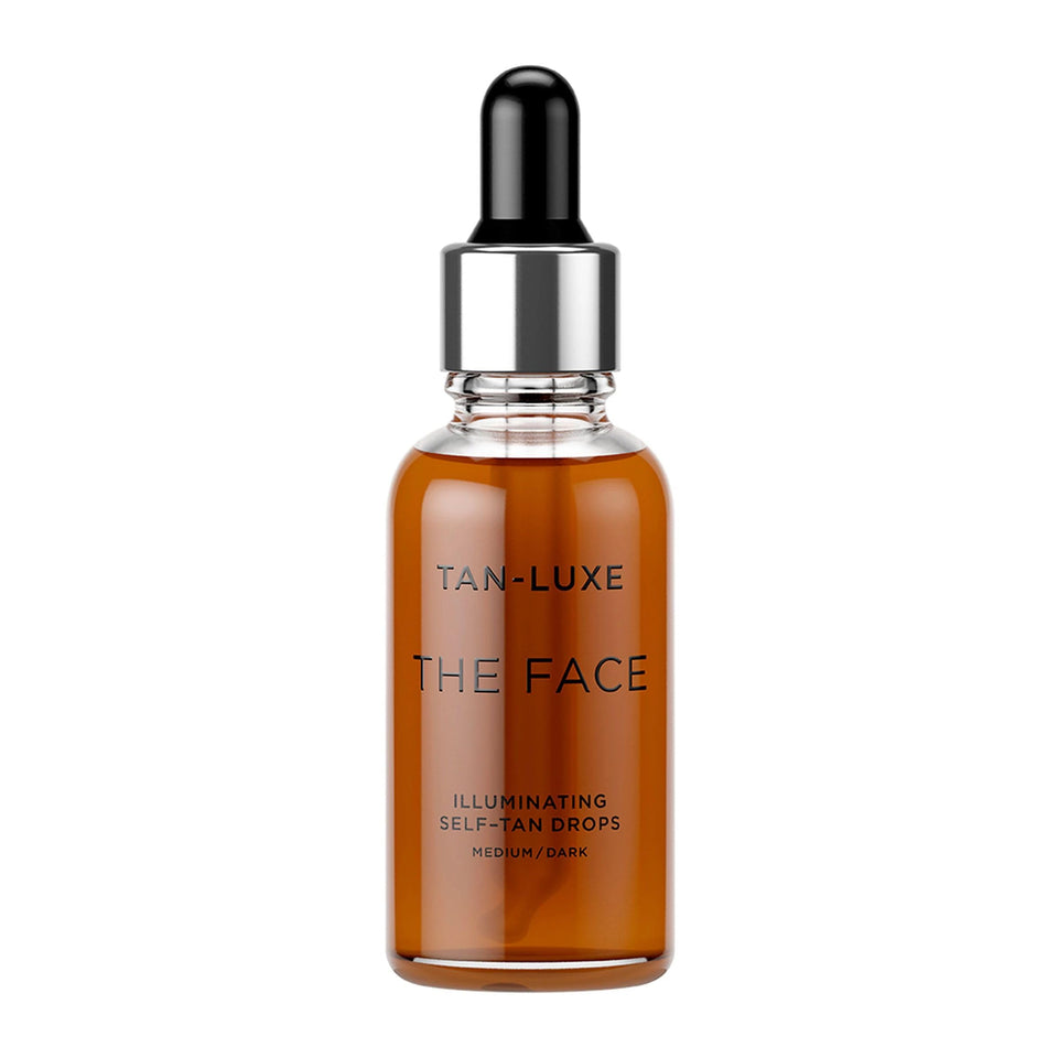 TAN-LUXE front bottle shot showing elegant packaging and easy-use design benefit