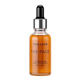 TAN-LUXE front packaging showing The Face bottle and branding for easy identification and trust