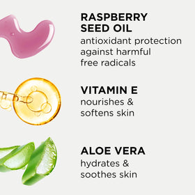 TAN-LUXE label and ingredients close-up highlighting Raspberry Seed Oil and Vitamin E benefits