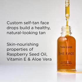 TAN-LUXE product on hand scale showing bottle size and the amount needed per use