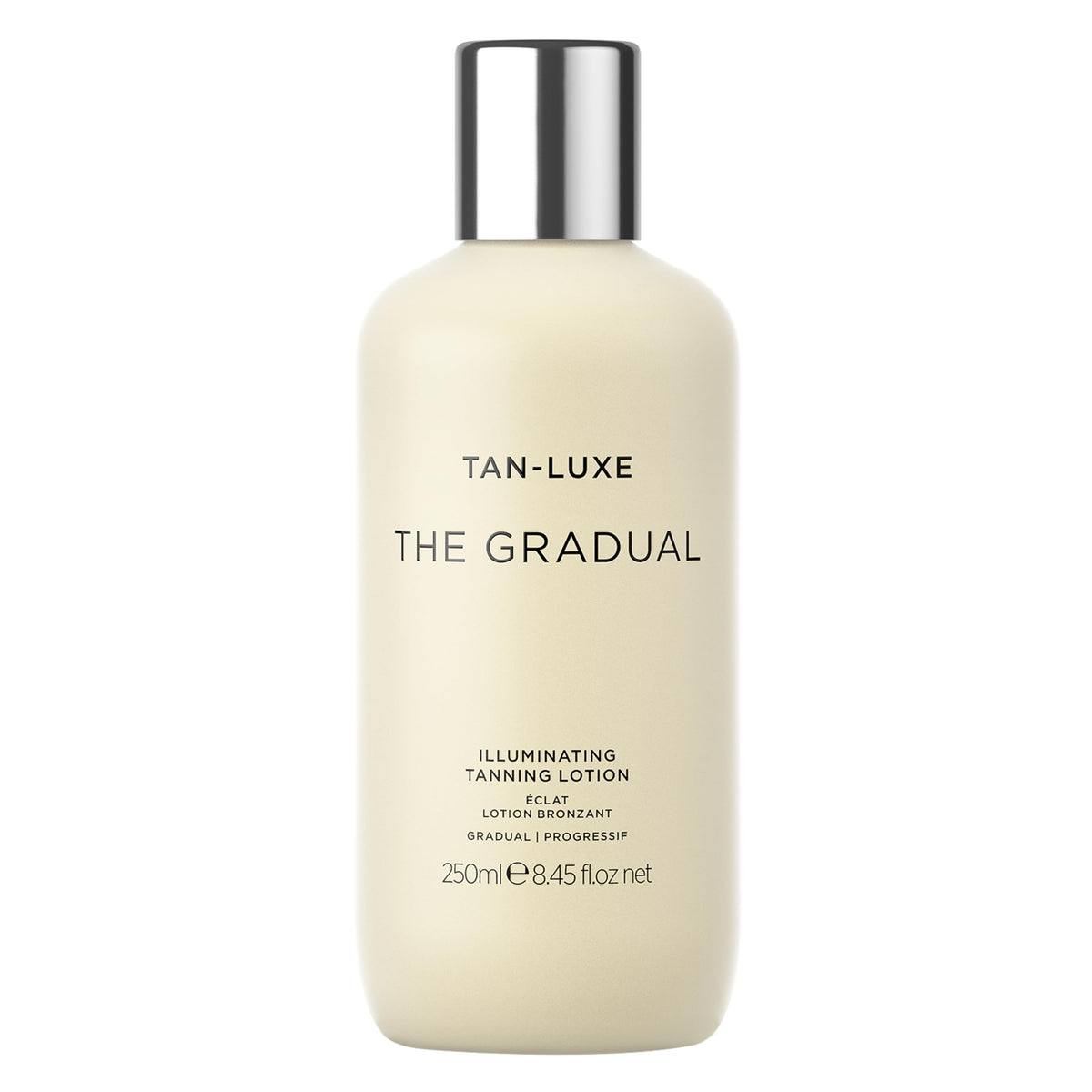 TAN-LUXE front bottle showing sleek packaging and buildable tanning benefit