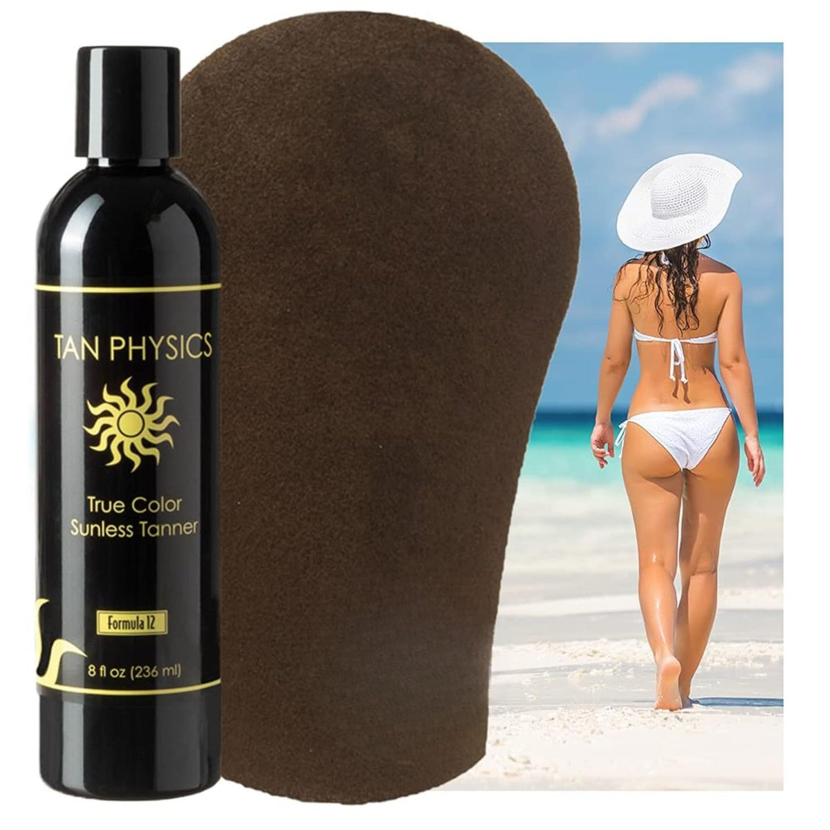 Tan Physics tanning mitt applying lotion for even, professional finish