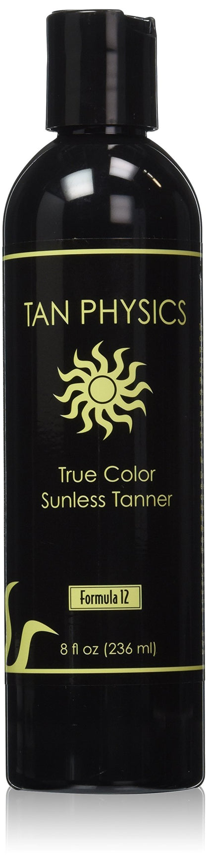 Tan Physics bottle front packaging highlighting natural bronze finish and easy application