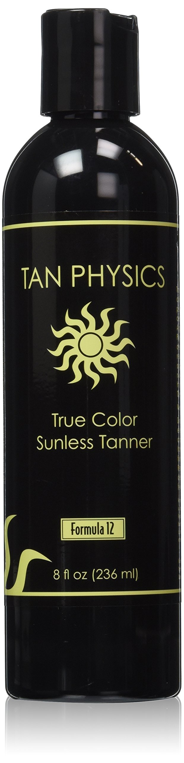 Tan Physics bottle front packaging highlighting natural bronze finish and easy application