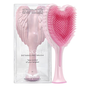 Tangle Angel front view showing glossy pink finish and ergonomic shape to detangle smoothly