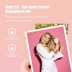 Tangle Angel held in hand to show compact size and easy handling while brushing