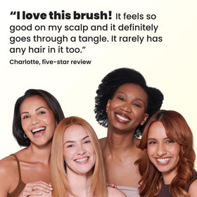 TANGLE TEEZER back label showing features and simple cleaning instructions