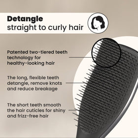 TANGLE TEEZER close-up of two-tiered teeth demonstrating gentle knot removal