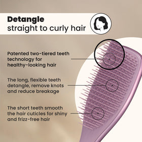 TANGLE TEEZER held in hand through wet hair showing ease of use benefit: secure grip when wet