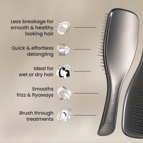 TANGLE TEEZER brushing through conditioner to help spread product evenly and reduce tangles