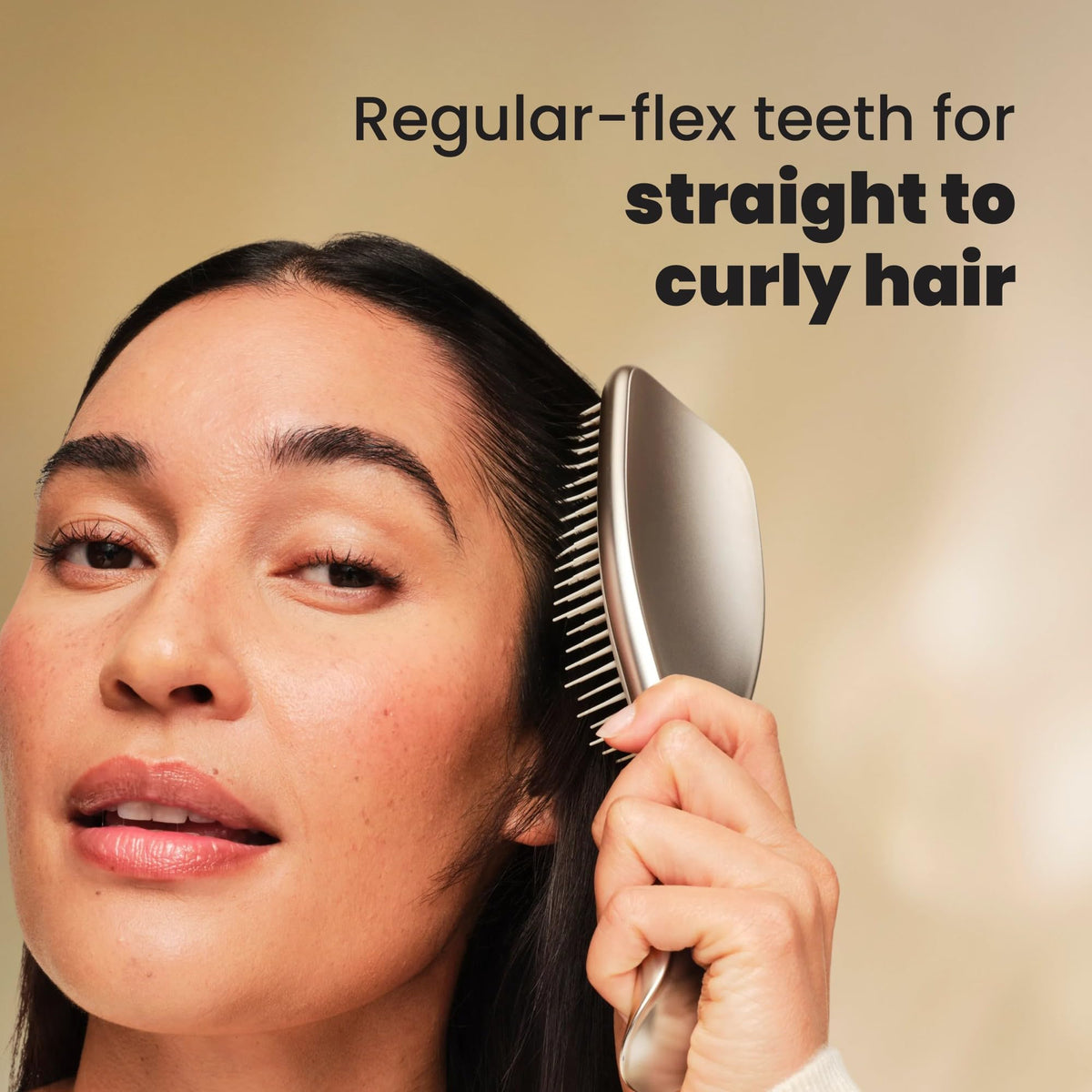 TANGLE TEEZER brushing through conditioner showing even product distribution benefit