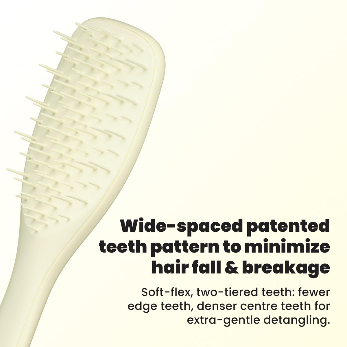 TANGLE TEEZER close-up of bristle pattern highlights gentle detangling benefit