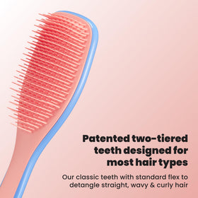 TANGLE TEEZER close-up of two-tiered teeth showing gentle detangling benefit