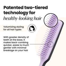 TANGLE TEEZER close-up of two-tiered teeth highlighting gentle lift and reduced breakage