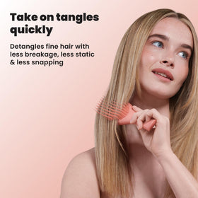 TANGLE TEEZER mid-brush action removing knots from fine hair for gentler care