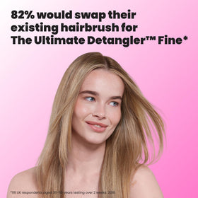 TANGLE TEEZER smoothing finished hair to show reduced frizz and softer appearance