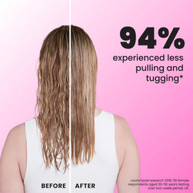 TANGLE TEEZER dispersing conditioner evenly through strands for easier combing