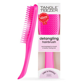 TANGLE TEEZER front view compact detangler showing Runway Pink finish and easy grip
