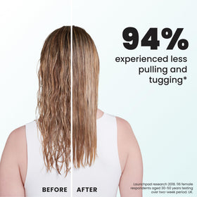 TANGLE TEEZER spreading conditioner through hair, helps even treatment coverage