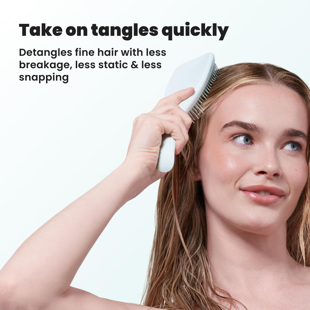 TANGLE TEEZER seafoam blue color swatch and glossy finish, easy to spot