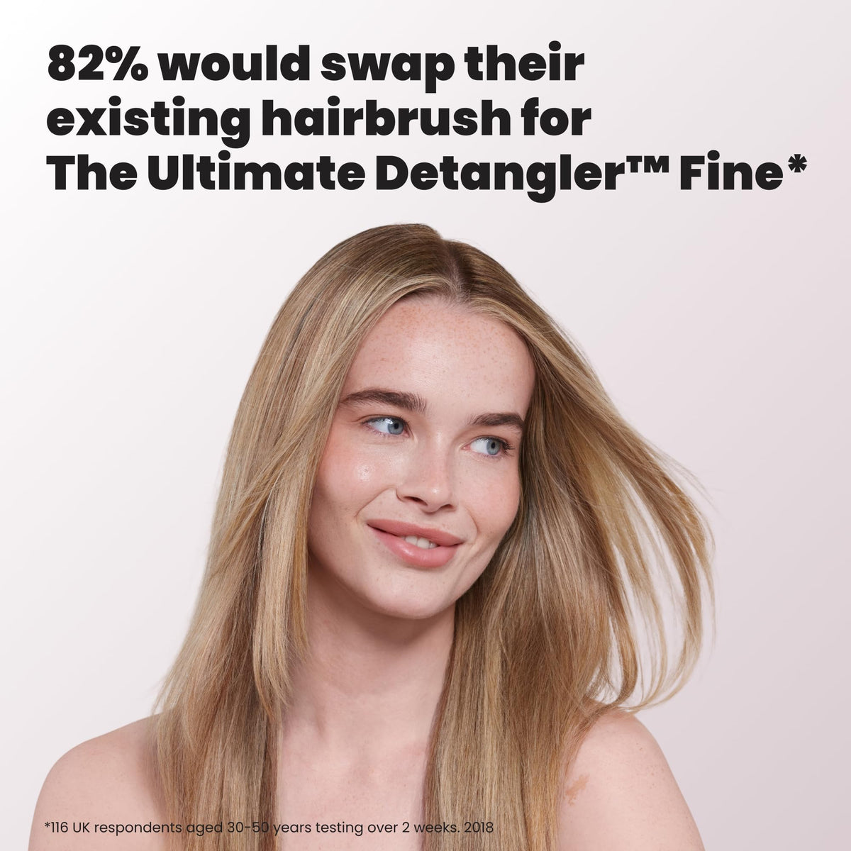 TANGLE TEEZER result on styled hair showing smoother, frizz-reduced finish