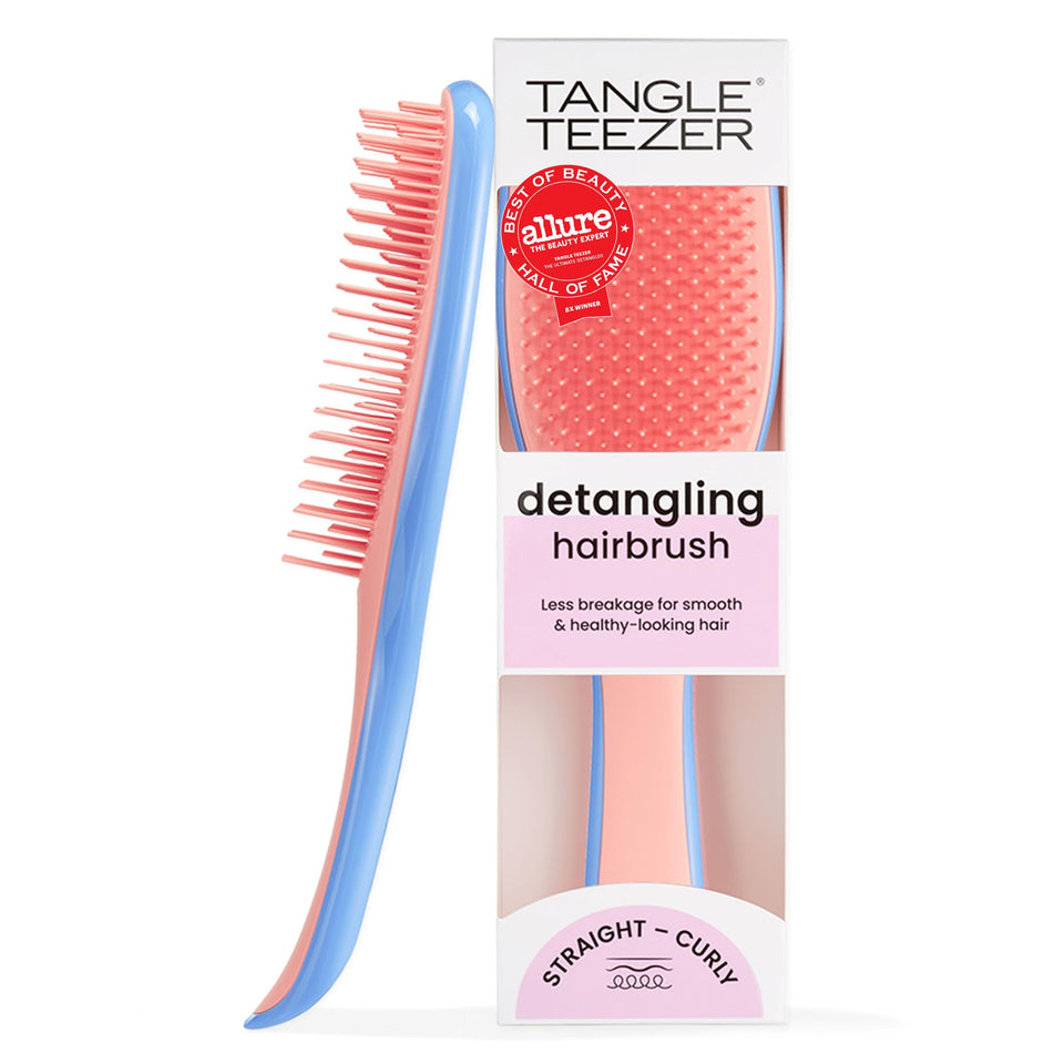 TANGLE TEEZER front view showing Apricot Blaze finish and compact design benefit